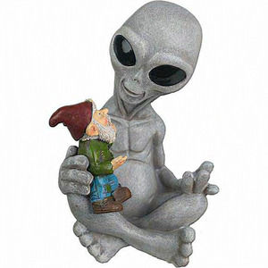 Home Gray Resin Alien and Gnome Garden‎ Statue